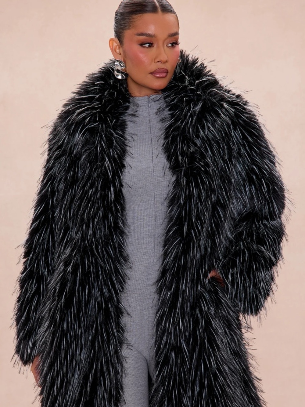 Fashion Nova Electric Edge Faux Fur Coat in Black and White Shahgy Style Fur